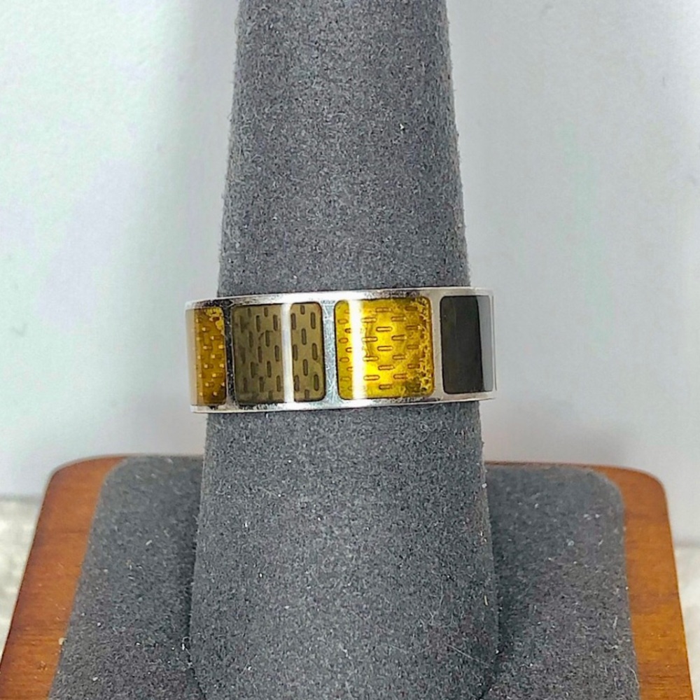 LOUIS VUITTON LV Damier Sterling Silver 925 Ring Made In FRANCE Sz M 9-1/4
